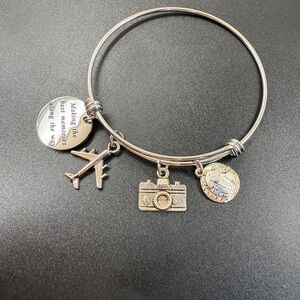 Silver Tone Charm Bracelet with Travel Charms
